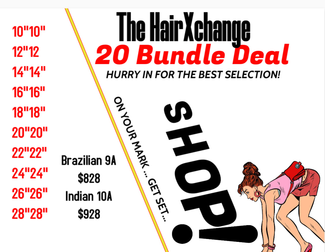 (20) Bundles Indian 10a or Brazilian 9a