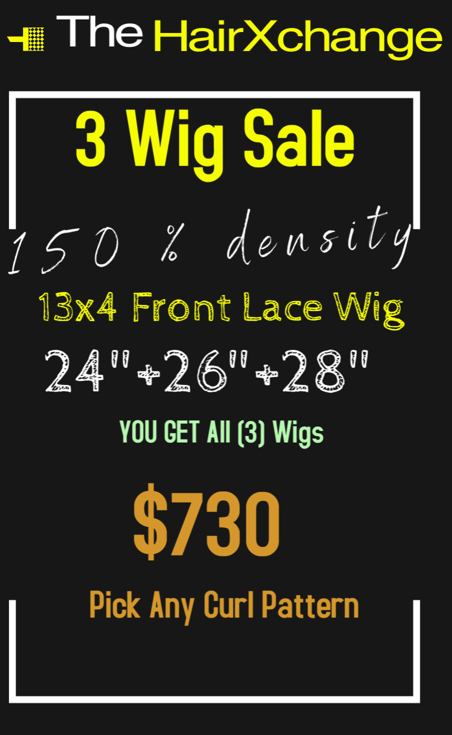 (3) 13x4 Transparent Front Lace Wigs